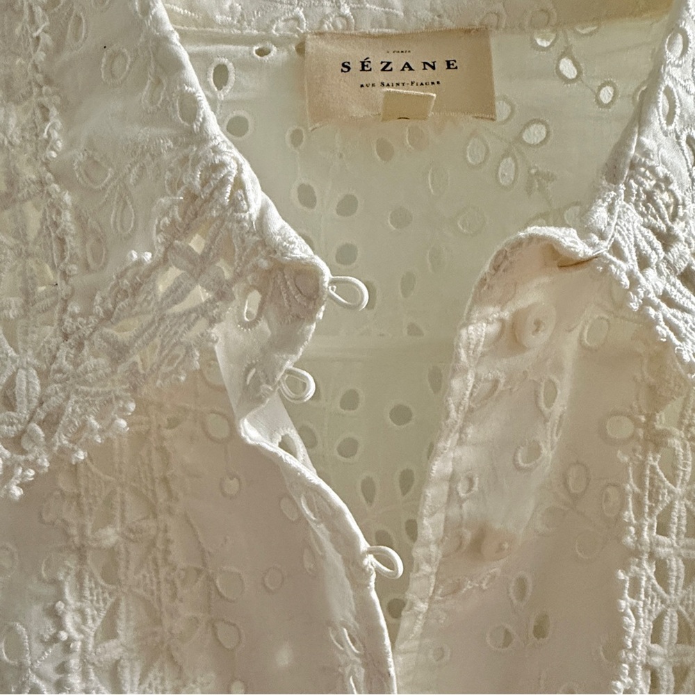 Sezane White Eyelet Blouse - Picture 5 of 10
